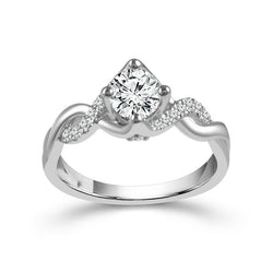 Luxe Diamant Solitaire met Zijstenen – 2,10 karaat 14K Witgoud