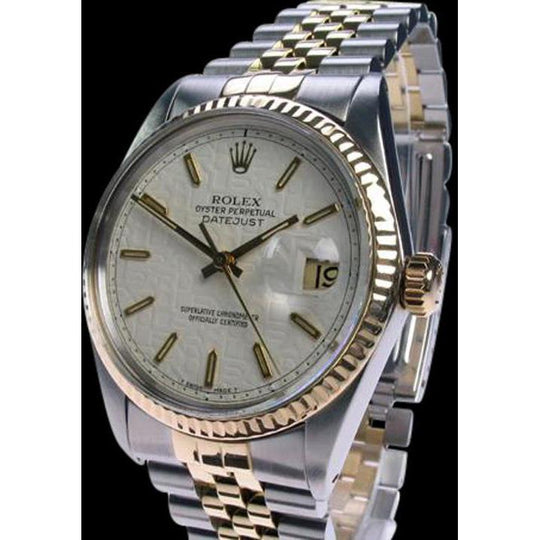 wijnoogst Rolex Datumjust Horloge Heren Gecanneleerde lunette Tweekleurige jubileum SNELLE INSTELLING

