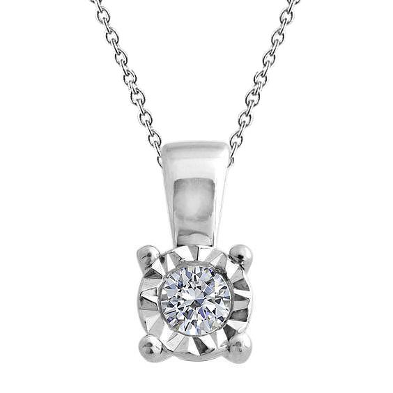 0.75 Karaat Echt Diamanten Halsketting Hanger Bezel Set Wit Goud 14K Nieuw