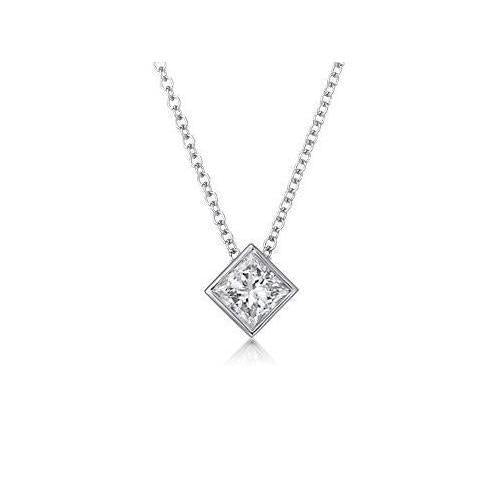 0.75 Karaat Prinses Geslepen Solitaire Echt Diamanten Hanger Wit Goud 14K