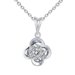 0.90 Karaat Ronde Vorm Echt Diamanten Dames Ketting Hanger Wit Goud 14K