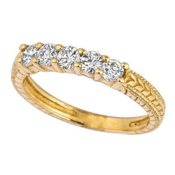 0,50 karaat ronde diamanten vintage stijl eeuwigheid band geel goud