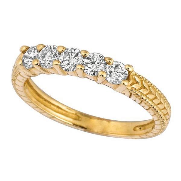 0,50 karaat ronde diamanten vintage stijl eeuwigheid band geel goud - harrychadent.nl