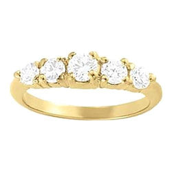 0,70 karaat geelgouden 14K Diamanten ring met halve eeuwigheidsband