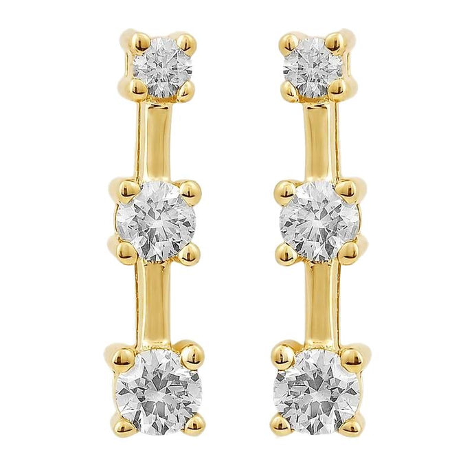 0,75 karaat Diamanten drie stenen stijl Stud Earring geel goud 14K - harrychadent.nl