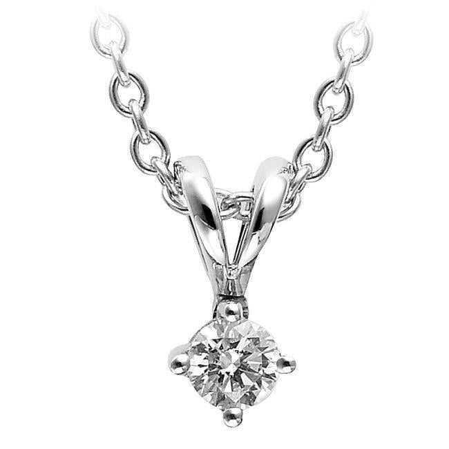 0,75 karaat Solitaire ronde diamanten hanger ketting 14K witgoud - harrychadent.nl