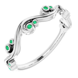 0.30 karaat groene smaragd bezel setting ring wit goud 14K