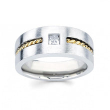 Afbeelding in Gallery-weergave laden, 0,35 Karaat Prinses Geslepen Echt Diamanten Heren Solitaire Ring Tweekleurig Goud 14K
