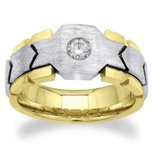 Afbeelding in Gallery-weergave laden, 0,50 Karaat Ronde Echt Diamanten Solitaire Herenring Tweekleurig Goud 14K
