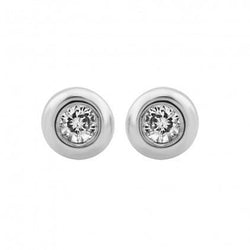 0.6 ct kleine ronde diamanten oorknopjes 14k witgoud