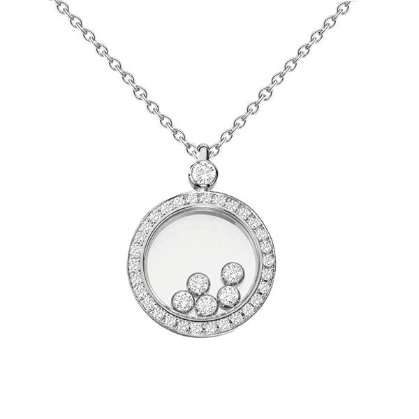 0,63 Ct Ronde Briljant Geslepen Echt Diamanten Cirkel Hanger Ketting Wit