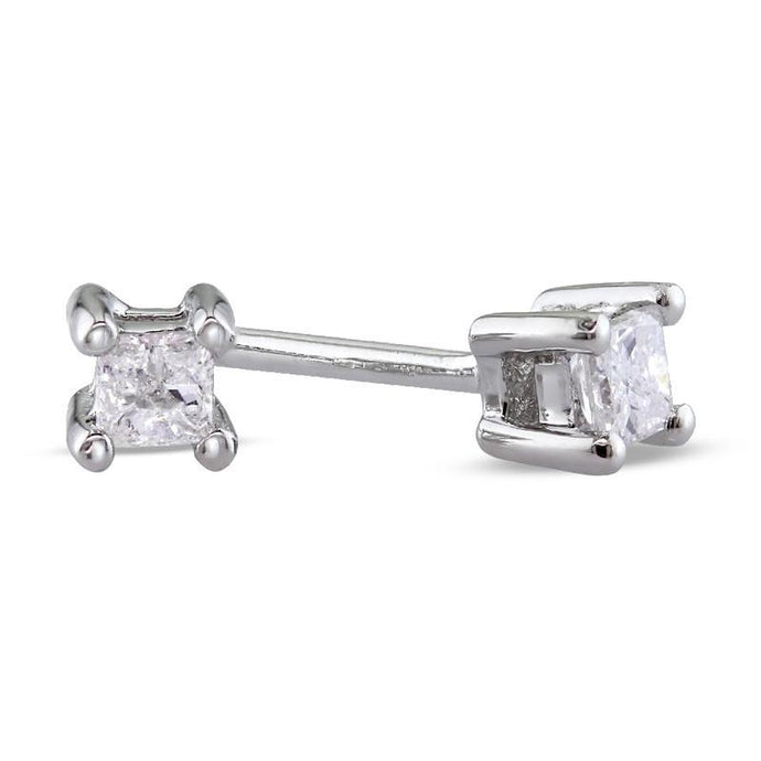 0.70 karaat 4-tanden set Princess Cut Diamond Stud Earring goud 14K nieuw - harrychadent.nl