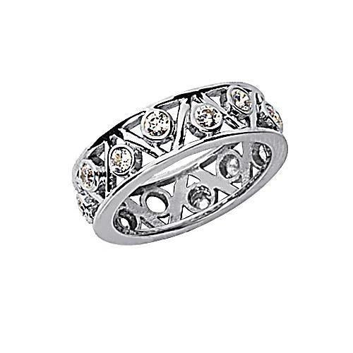 0,70 Karaat Ronde Echt Diamanten Eeuwigheid Trouwring Wit Goud 14K