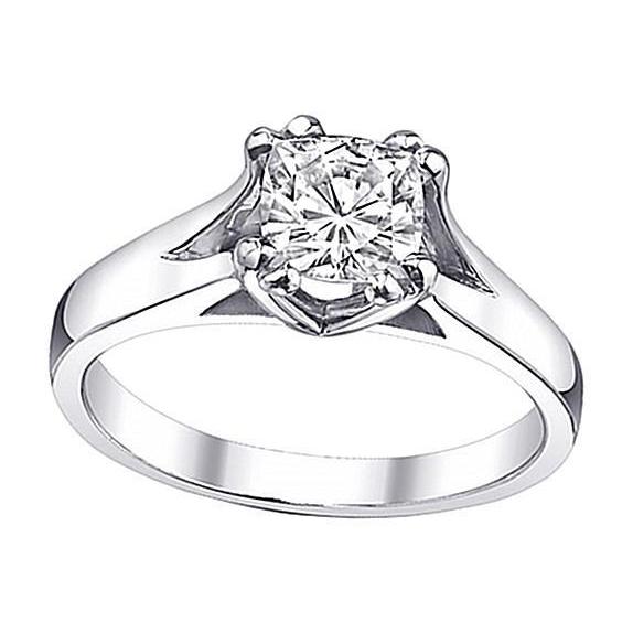 0,75 Karaat Kussen Echt Diamant Dames Solitaire Ring Wit Goud Nieuw