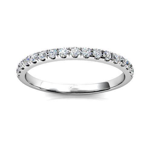 0,80 ct. Prong Set Ronde Echt Diamanten Halve Eeuwigheid Band Wit Goud 14K
