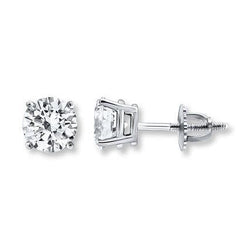 0.90 ct. Ronde Solitaire Diamond Stud Earring Witgouden 14K Prong Set