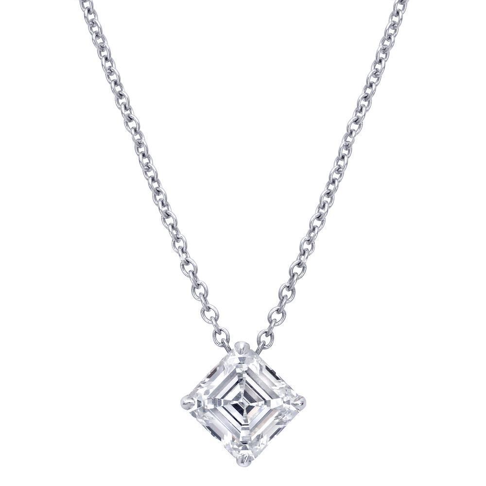 1 karaat Asscher diamanten halsketting hanger wit goud 14K vrouwen sieraden - harrychadent.nl