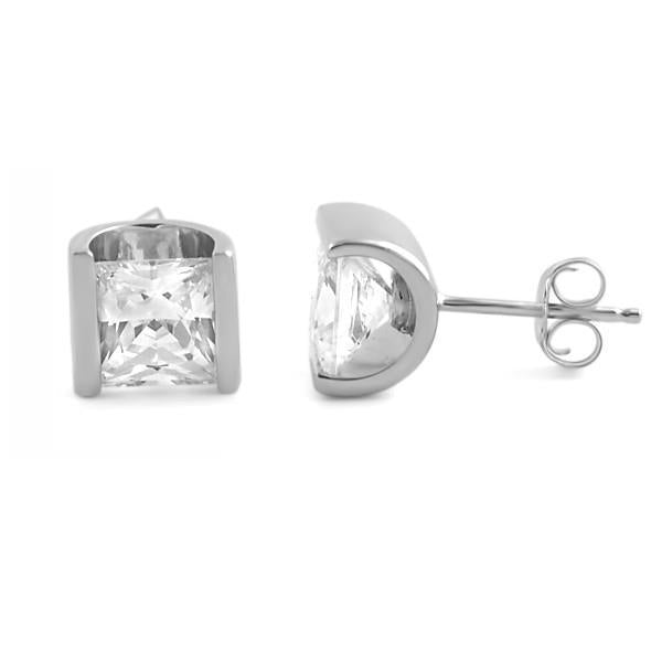 1 karaat Princess Cut Diamond Stud Earring 14K witgoud - harrychadent.nl