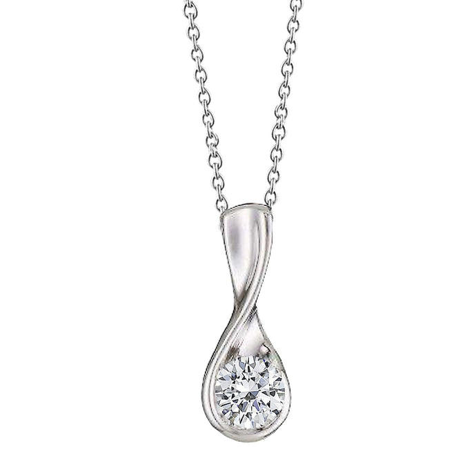 1 karaat Solitaire F VS1 prachtige ronde diamanten hanger ketting WG 14K - harrychadent.nl
