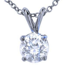 1 karaat Solitaire ronde diamanten halsketting hanger wit goud 14K