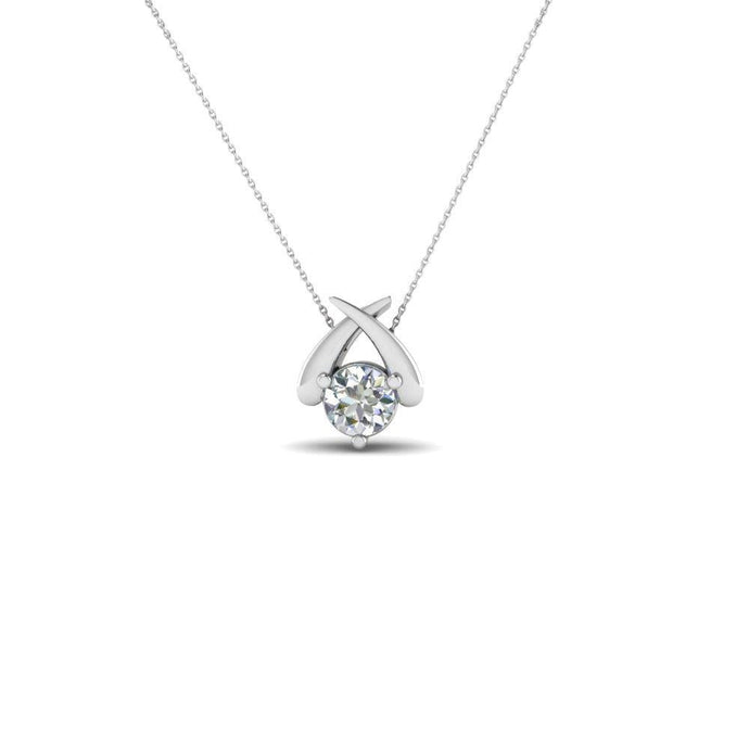1 karaat Solitaire ronde geslepen diamanten hanger ketting - harrychadent.nl