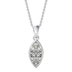 1 karaat bezel set Marquise Solitaire diamanten hanger wit goud 14K