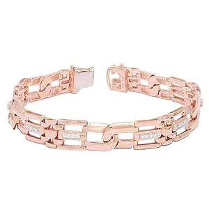 1 karaat kleine diamanten schakelarmband voor heren 14K roségoud - harrychadent.nl