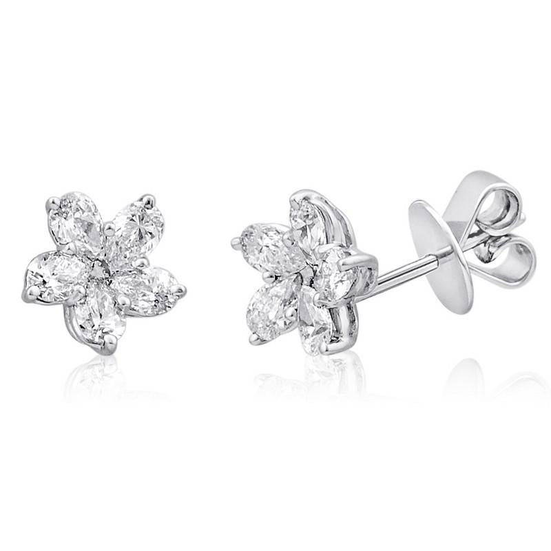 1 karaat peer diamanten Stud Earring wit goud 14K vrouwen sieraden - harrychadent.nl