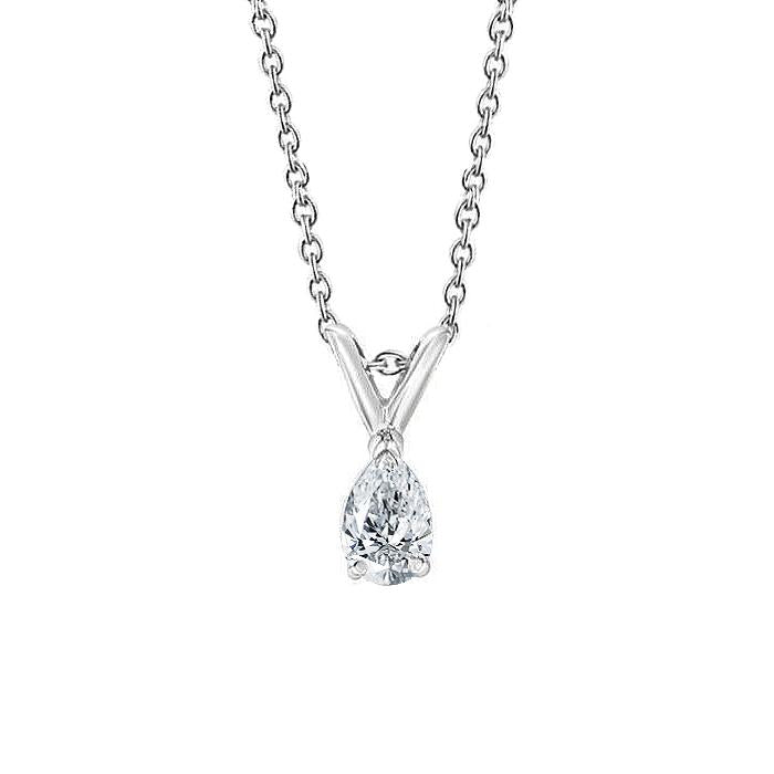1 karaat peer geslepen solitaire diamanten halsketting hanger wit goud 14k