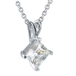 1 karaat prinses geslepen solitaire diamanten hanger massief wit goud 14K sieraden