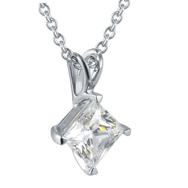 1 karaat prinses geslepen solitaire diamanten hanger massief wit goud 14K sieraden - harrychadent.nl