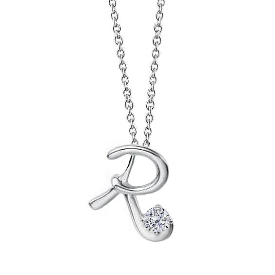 1 karaat ronde diamant Solitaire R eerste ketting hanger WG 14K - harrychadent.nl