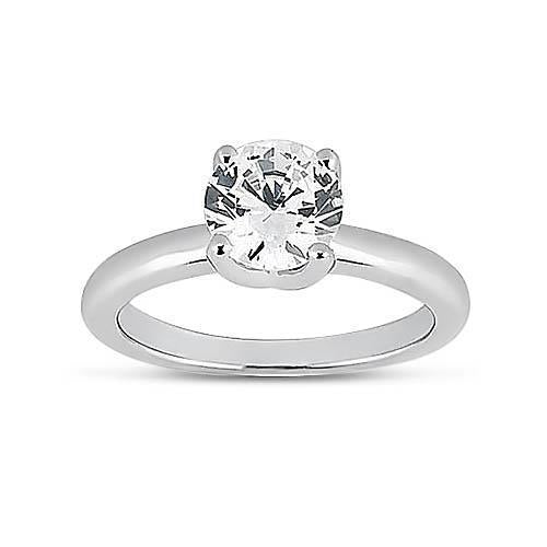 1 karaat ronde diamanten Solitaire verlovingsring 14K witgoud Nieuw - harrychadent.nl