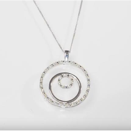 1 karaat ronde diamanten cirkel hanger 14K witgoud - harrychadent.nl