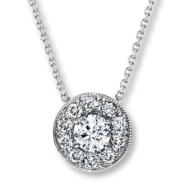 1 karaat ronde diamanten hanger ketting 14K witgoud - harrychadent.nl
