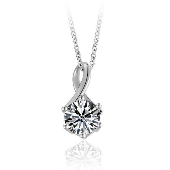 1 karaat ronde diamanten hanger witgouden sieraden - harrychadent.nl