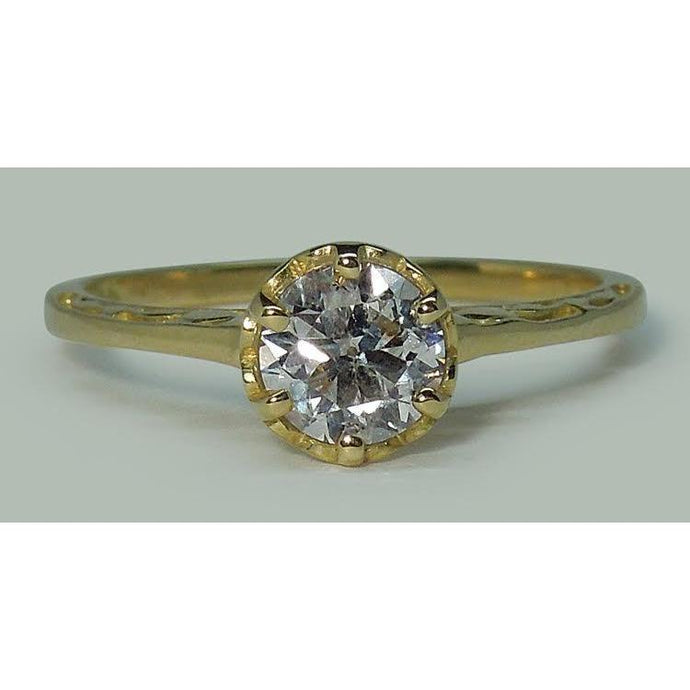 1 karaat ronde diamanten kroon stijl Solitaire verlovingsring - harrychadent.nl