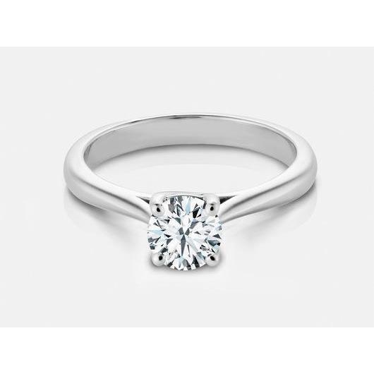 1 karaat ronde diamanten solitaire trouwring 14K witgoud - harrychadent.nl