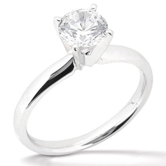 1 karaat ronde diamanten solitaire verlovingsring wit goud 14k