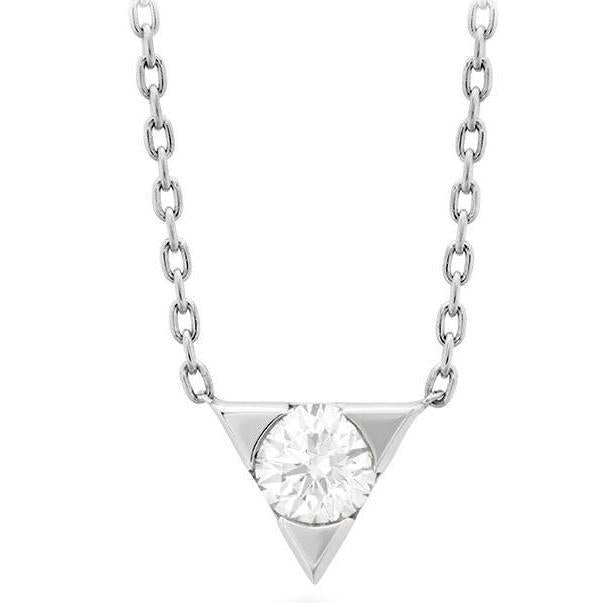 1 karaat ronde geslepen diamanten driehoekige hanger ketting - harrychadent.nl