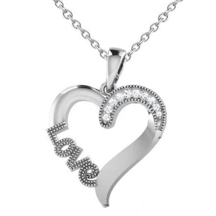1 karaat ronde geslepen diamanten liefde hanger ketting 14K witgoud - harrychadent.nl