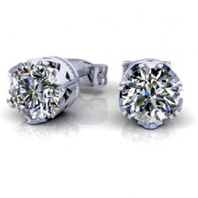 Afbeelding in Gallery-weergave laden, 1 karaat ronde geslepen diamanten oorbel 14K witgoud - harrychadent.nl
