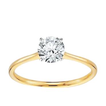 1 karaat ronde geslepen solitaire diamanten belofte ring geel goud 14K - harrychadent.nl