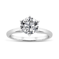1 karaat ronde geslepen solitaire diamanten ring wit goud 14K sieraden
