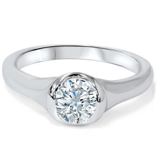 1 karaat ronde geslepen solitaire diamanten trouwring 14K witgoud - harrychadent.nl
