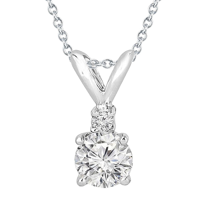 1 karaat ronde griffen set diamanten hanger ketting wit goud 14K - harrychadent.nl