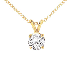 1 karaat solitaire diamanten halsketting hanger 14K geel goud