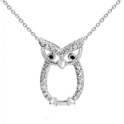 1 karaat uilvormige diamanten hanger ketting 14K witgoud