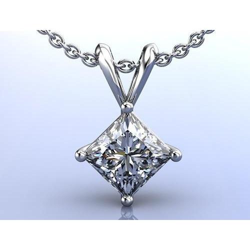 1 karaat vier-tands instelling prinses diamanten hanger 14K witgoud - harrychadent.nl