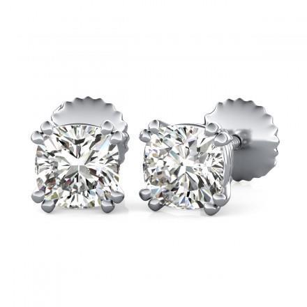1 karaats kussen geslepen dubbele riek diamanten oorbel 14K wit goud - harrychadent.nl